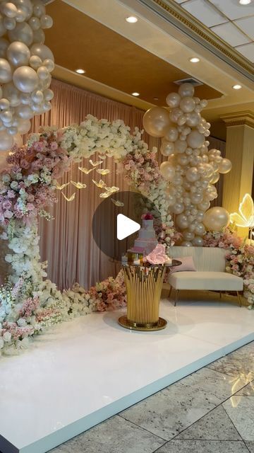 Yoly Arias | Kiara’s sweet 16th🌸🦋 @_bellarose1205  . . . . . #sweetsixteen #sweet16th #decoration #decorationideas | Instagram Fancy Sweet 16, Sweet 16 Backdrop Ideas, Quince Backdrop Ideas, Quince Ideas Themes, Sweet 16 Backdrop, Quince Decor, Cardboard Crafts, Sweet Sixteen, 18th Birthday