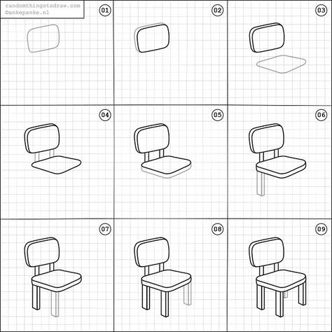 Random Things to Draw on Instagram: “How to draw a chair.” Draw A Chair, Drawing Furniture, Chair Drawing, Drawing Instructions, Sketch Note, Interior Design Sketches, Step Drawing, Bullet Journal Doodles, Journal Doodles