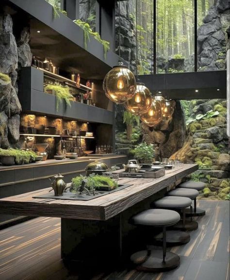 Jungle House, Decoration Restaurant, Best Architecture, Architecture Construction, Fantasy Homes, Home Decor Living Room, Home Decorating Ideas, Dream House Interior, Design Your Dream House