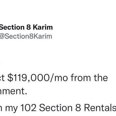 Recession Freedom on Instagram: "@section8karim is killing it with Section 8 Real Estate and owns 100+ units that generate guaranteed revenue every month. If you want to learn more about Section 8, follow @section8karim 🔥" Section 8, Income Property, Killing It, November 9, Money Matters, Every Month, To Learn, The 100, Real Estate