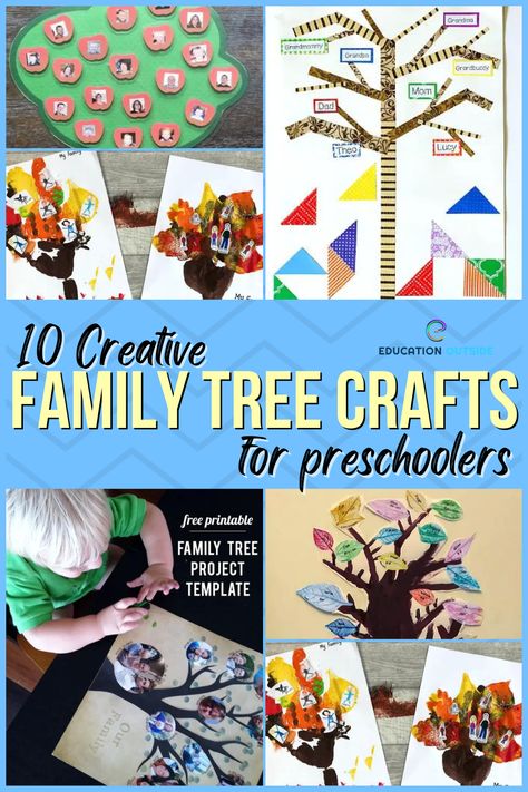 Preschool Family Tree Project, Vpk Family Tree Project, Pre K Family Tree Project, Family Tree For Preschoolers, Family Tree Ideas Preschool, Cute Family Tree Project Ideas, Toddler Family Tree Project, Family Tree Preschool Crafts, Pre K Family Tree Ideas