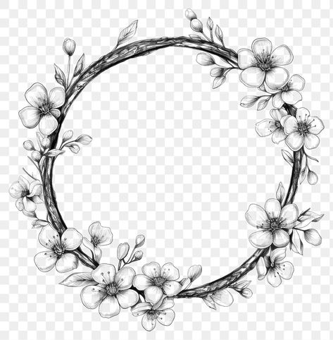 Cherry Blossom Circle, Png Circle, Blossom Drawing, Hat Burning, Circle Drawing, Blossom Tattoo, Cherry Blossom Tattoo, Circle Frame, Circle Frames