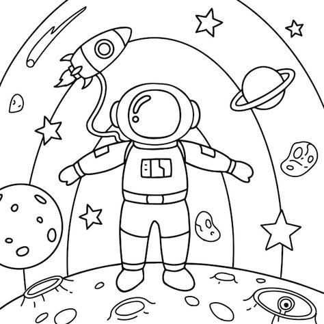 Hand drawn astronaut coloring book illus... | Free Vector #Freepik #freevector #animal-coloring #animal-outline #outline #line-art Free Space Coloring Pages, Planets Colouring Pages, Astronaut Coloring Page, Space Theme Coloring Pages, Outer Space Coloring Pages Free Printable, Planet Coloring Pages, Astronaut Cartoon, Pop Art Coloring Pages, Ipod Wallpaper