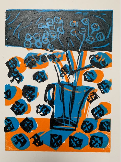 #linocut #colour #handcrafted Colour Lino Print, Lino Print Two Colour, 3 Colour Lino Print, Multi Color Linocut, Multi Colored Lino Print, Colour Woodcut Print, Teaching Drawing, Relief Print, Lino Print