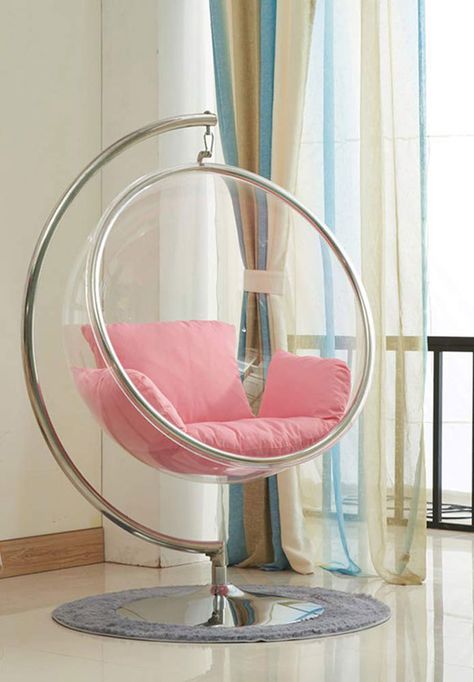 Girls Chairs For Bedrooms, Kawaii Hanging Chair, Hanging Pink Chair, Pink Egg Chair, Swinging Chair In Bedroom, Room Chairs Bedrooms, Bedroom Swings, Hang Chair, Bedroom Hanging Chair