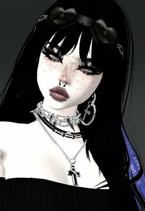 Imvu Pfp Aesthetic, Imvu Wallpaper, Imvu Avi Ideas, Imvu Makeup, Outfit Ideas Goth, Imvu Icons, Imvu Pfp, Cybergoth Aesthetic, Imvu Characters