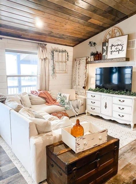 Just Decorate! | Love this 😍😍😍 Single Wide Living Room Ideas, Single Wide Remodel, Western Living Room, Mobile Home Renovations, Single Wide Mobile Homes, Manufactured Home Remodel, Mobile Home Decorating, Mobile Home Living, Single Wide