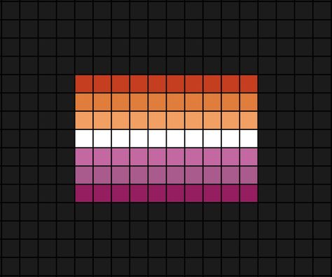 A pixel art template of the gay female flag (lesbian). Gay Perler Bead Patterns, Gay Pixel Art, Deaf Art, Flag Cross Stitch, Square Drawing, Wall Drawings, Pixel Beads, Graph Crochet, Easy Pixel Art