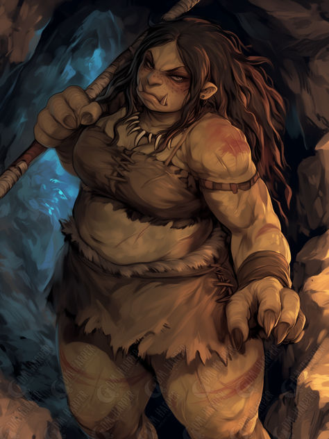 Thog, female Ogre (Stormking's Thunder) Female Sasquatch, Ogre Character Design, Ogre Dnd, Dnd Ogre, Ogre Woman, Toad Monster, Female Ogre, Ogre Art, Orc Woman