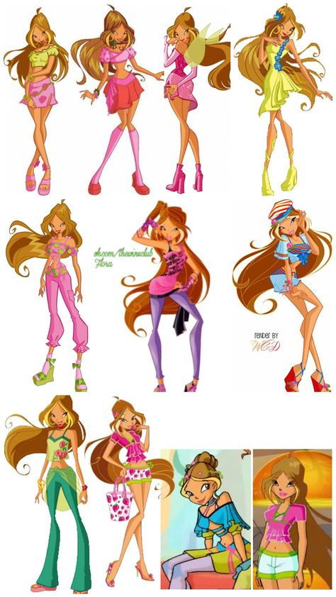 Flora Winx Club Hairstyle, 2000s Cartoon Characters Costumes, Flora Winx Club Outfit Inspired, Flora Outfits Ideas, Winx Club Costumes Flora, Winx Flora Outfits, 2000 Cartoon Characters, Winx Dresses, Flora Winx Club Costume