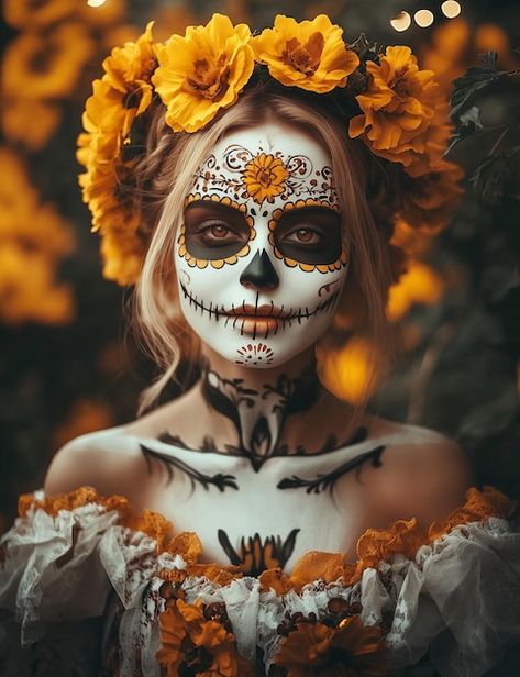 Day Of Dead Costume, Dead Costume, Skeleton Makeup, Day Of The Dead Art, Sugar Skull Makeup, Candy Skulls, Sugar Sugar, Face Painting Halloween, Skull Makeup