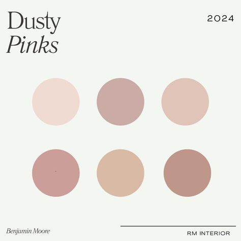 2024 Dusty Pinks Paint Colour Palette | Benjamin Moore | Interior Design | Paint Colour Selection | E-Design PDF | Shop the Look | Paint Names | Paint Swatches Transform your space with the delicate charm of our **Dusty Pinks Benjamin Moore Paint Palette**. This carefully curated collection features a harmonious blend of soft pink hues, each selected to bring warmth, elegance, and a touch of modern sophistication to your home. Whether you're looking to create a serene bedroom retreat, a welcomin Dusty Pink Feature Wall Bedroom, Dusty Pink And Mustard Bedroom, Retro Pink Paint Color, Dusty Coral Paint, Pinky Brown Paint, Mauve Paint Colors Sherwin Williams, Soft Pink Paint Color, Dusty Pink Paint Color, Pink Paint Color Palette