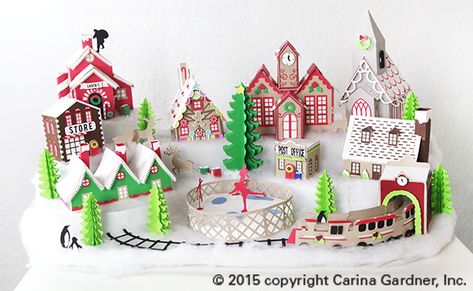 Cardboard Christmas Decorations, Book Page Ornaments, Cardboard Christmas, Cricut Christmas Ideas, Diy Christmas Village, Ornaments For Christmas, Christmas Village Houses, Paper Toy, Christmas Town