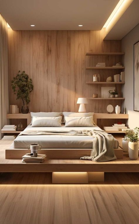 Masterbedroom Neutral, Muji Bedroom, Minimalist Japanese Bedroom, Bamboo Floors, Fiji Resort, Platform Bedroom, Luxury Hotel Bedroom, Japanese Bedroom, Minimalist Apartment Style