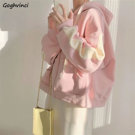 Smarter Shopping, Better Living! Aliexpress.com Style Oversize, Lazy Style, Harajuku Streetwear, Sleeves Clothing, Cardigan Top, Zipper Jacket, Open Cardigan, Winter Women, Hoodies Womens