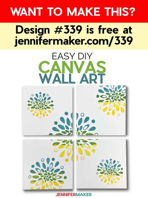 Learn how to make DIY Canvas Wall Art with JenniferMaker's tutorial! Design #339 is free at jennifermaker.com/339 Stencil Canvas Art Diy, Canvas Panel Ideas, Mod Podge Matte, Affordable Wall Decor, Wall Art Tutorial, Panel Ideas, Stencil Vinyl, Simple Wall Art, Create Canvas