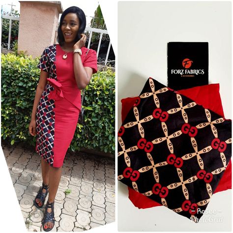 An admirable style with a bow-tie for plain and pattern😎 Plain And Pattern Ankara Styles For Women, Ankara Plain And Pattern Styles, Plain And Pattern Gown Styles, Plain And Pattern Styles, Material Gown, Plain And Pattern, African Pattern Fabric, Materials Gown Style, Aso Ebi Lace