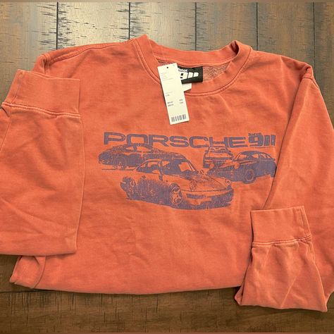 Questions? Leave A Comment Below! Patterned Sweater, Sweatshirt Outfit, Orange Red, Color Orange, Pullover Sweatshirt, Porsche, Urban Outfitters, Crew Neck, Orange