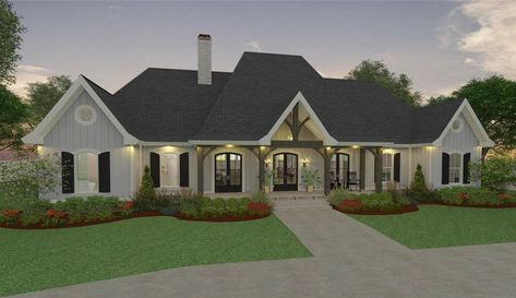 Farmhouse Home Plans One Story, Beautiful One Story Homes, One Story French Country House Plans, 3 Bedroom Mountain House Plans, Farmhouse Style House Plans One Story, New House Plans 2023, French Farmhouse Plans, One Story House Plans With Basement, Traditional House Plans One Story