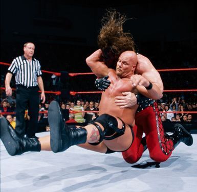 Stone Cold Stunner on Kane Wwe Stone Cold Steve Austin, Stone Cold Stunner, Wwf Attitude Era, Texas Rattlesnake, Kane Wwe, Wrestling Moves, Stone Cold Steve Austin, Tna Impact, Stone Cold Steve