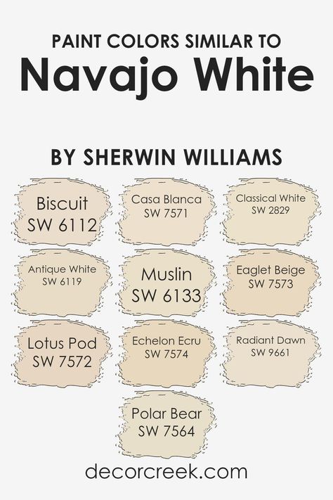 Colors Similar to Navajo White SW 6126 by Sherwin Williams Lotus Pods, Navajo White, Coordinating Colors, The Senses, Sherwin Williams, Antique White, Paint Color, Accent Colors, Paint Colors