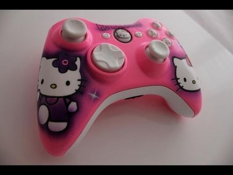 Cute girly Xbox 360 controller. Hello kitty themed. <3 ;3 Profile Pictures Hello Kitty, Xbox Profile Pictures, Headphone Decoration, Hello Kitty Games, Xbox 360 Controller, Beach Icon, I Love Games, Xbox Controller, Final Fantasy Art