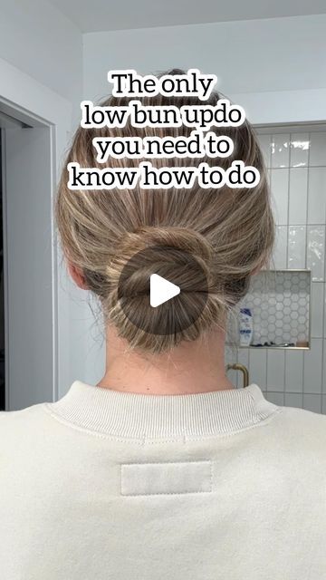 laineyostrom on November 5, 2023: "The only low bun updo you need to know how to do! Seriously! So easy and cute, especially with a chunky sweater or low cut shirt 😍🫶...". Easy Updo Low Bun, Professional Low Bun Hairstyles, Low Chiffon Bun Wedding, Low Lose Bun, Low Bun Hairstyles For Layered Hair, Low Bun Hairstyles Fine Hair, Low Bun For Thick Medium Hair, Everyday Low Bun, French Low Bun