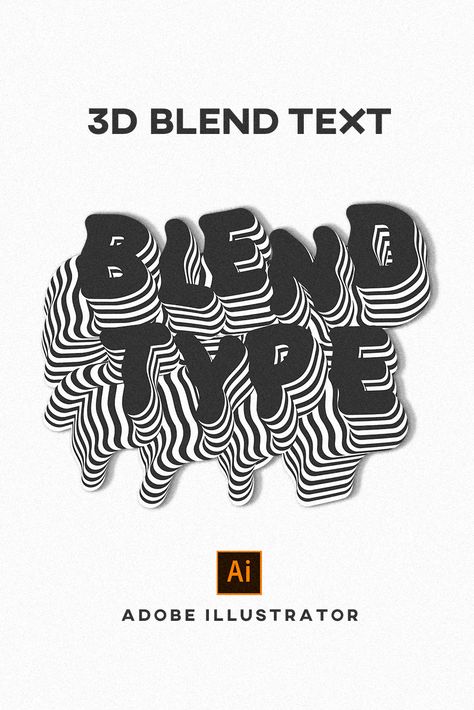 Create interesting 3D blend text effect in Adobe Illustrator. Warped Text Illustrator, Adobe Illustrator Blend Tool, Logo On Illustrator, Text Effect Illustrator Tutorial, Illustrator Hacks Text, Blend Text Illustrator, Cool Text Effects Illustrator, 3d Illustrator Adobe, Text Effects In Illustrator