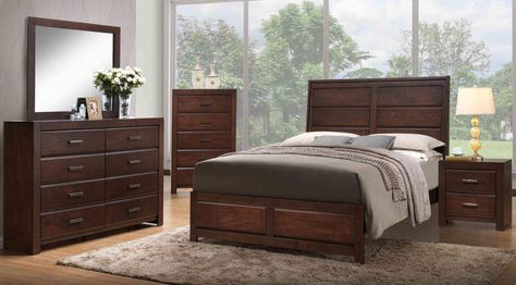 AmazonSmile: Kings Brand Furniture Aurora 6-Piece Walnut Wood King Size Bedroom Set. Bed, Dresser, Mirror, Chest, 2 Nightstands: Kitchen & Dining Wooden Panel Bed, Walnut Bedroom, 5 Piece Bedroom Set, Walnut Bed, Bed Dresser, Eastern King Bed, King Sized Bedroom, Hiasan Bilik Tidur, Queen Panel Beds