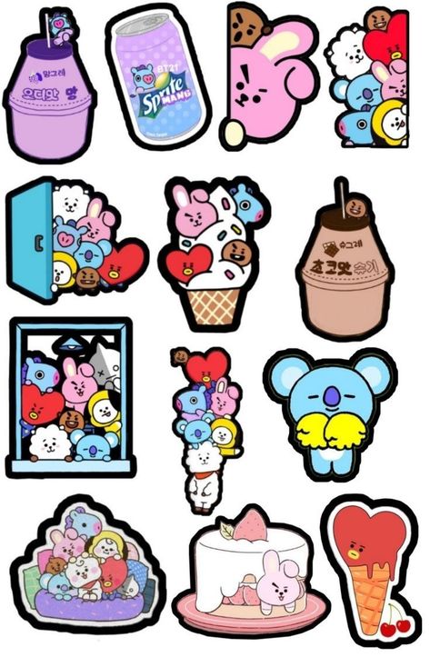 Bt21 Stickers Printable Aesthetic, Aesthetic Sticker Template, Bt21 Printable Stickers, Bt21 Stickers Printable Hd, Bt 21 Stickers, Print Stickers Aesthetic, Kawaii Printables Templates, Bt21 Template, Bts Journal Stickers Printable