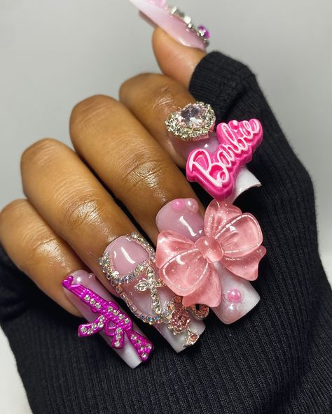 “BARBIE GIRL” She’s So Ken-able 🎀💅 Acrylic press on nail set , Part of our “REALLY HER” nail collection available at pressedbyvirgo.com Prepare to be “REALLY HER THO” in Pressed by Virgo before the summer ends and grab a set that makes you 💯 percent “HER” LINK IN BIO Nail tips @novoovo_nails ombré berry pink (acrylic added) #pressonnails #nails #nailart #pressonnaillovers#nailsofinstagram #pressons #pressonnailsforsale #nailsonfleek or#nailsoftheday #gelnails #pressonnailset #acryli... Barbie Junk Nails, Braiders Nails Set, Braiders Nails, Nails Ombré, Junk Nails, Nail Collection, Barbie Theme, Nails Set, 19th Birthday