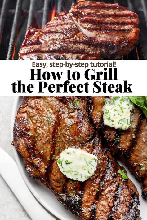 Steak On Gas Grill, Grilled Steak Dinner, Recipes Grill, Wooden Skillet, Grilling The Perfect Steak, Grilled Steaks, Ribeye Steak Recipes, The Perfect Steak, Bbq Steak