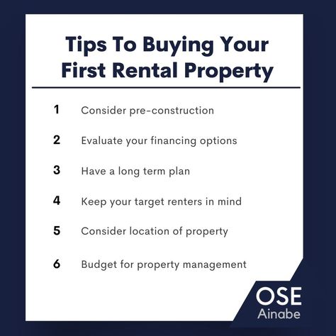 Buying an investment property is a great way to generate passive income and build equity. You might have several questions in mind! “How to determine a good rental property? Where is a great place to invest?”Here are some tips and tricks to keep in mind when purchasing an investment property. #realtorinmississauga #investmentproperties #rentalproperty #purchaserentals #realtornearme #mississaugarealestateagent #mississaugahomes #condosinmississauga #mississaugacondos #oseainabe Buying An Investment Property, First Rental Property, Buying Investment Property, Real Estate Guide, Investment Property, Rental Property, Property Management, Passive Income, Real Estate Agent