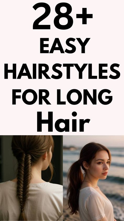 Formal Easy Hairstyles For Long Hair, Long Hair Styles For Family Photos, Easy Travel Hairstyles For Long Hair, Long Hairstyles How To, Hair Styles Easy Long Hair, How To Style Long Hair Easy, Easy Loose Hairstyles, Hairstyles For Work Long Hair, Simple Long Hair Updo