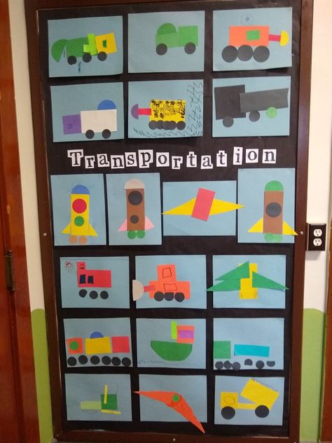 Subway Craft Preschool, Transportation Shape Collage, Shape Vehicles For Preschool, Modes Of Transportation Activities, Wheels Creative Curriculum Preschool, Things That Go Crafts Preschool, Preschool Transportation Theme Crafts, Transportation Pre K Activities, Transportation Social Emotional