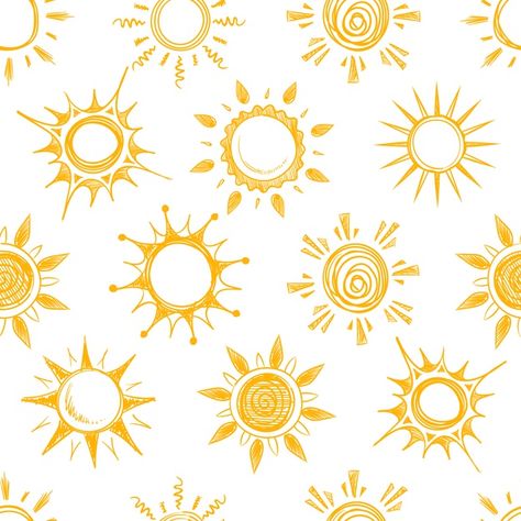 Sun Sketch, Hero Crafts, Sun Pattern, Sun Illustration, Happy Sun, Sketch Illustration, Seamless Pattern Vector, Pattern Background, 로고 디자인