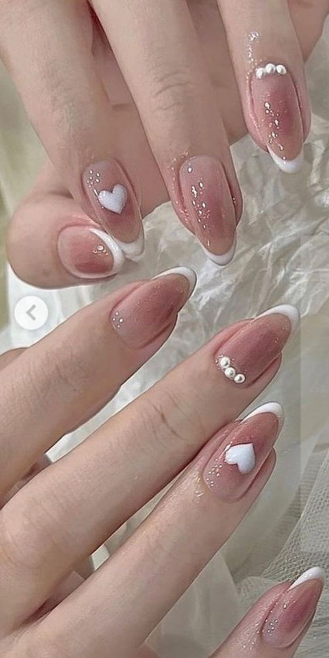 Korean blush nails with French tips Asian Nails, Hello Nails, February Nails, Blush Nails, Pretty Gel Nails, Soft Nails, Jelly Nails, Nail Swag, Kawaii Nails