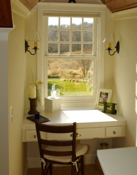 I want an area where we can have a desk overlooking the windows that are hopefully looking to the mountains Desk In The Middle Of The Bedroom, Desk With Window Above, Dormer Window Office, Study Nook With Window, Dormer Alcove Ideas, Interior Dormer Window Ideas, Desk Nook In Bedroom Window, Dormer Window Desk Ideas, Desk In Window Nook