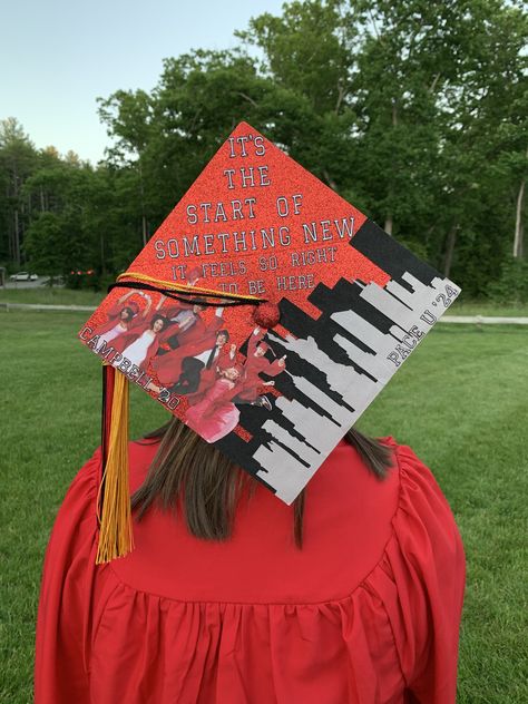 High School Musical Cap Ideas, High School Musical Graduation, Highschool Musical Graduation Cap, High School Musical Grad Cap, High School Musical Graduation Cap, High School Graduation Cap Designs, Custom Graduation Caps, Graduation Cap Decoration Diy, High School Band