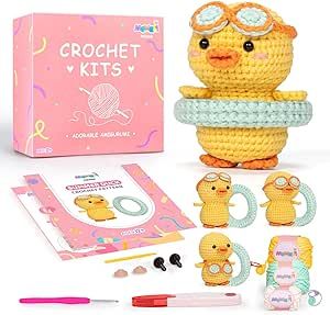 Mewaii Crochet Kit for Beginners, Crochet Animal Kit with Step-by-Step Video Tutorials, Knitting Starter Kit for Kids Adults with 40%+ Pre-Started Yarn Content, DIY Crochet Gifts (Duck with Swim Ring) Beginner Crochet Kit, Crochet Starter Kit, Diy Crochet Gifts, Quick Crochet Gifts, Crochet Stuffies, Company Ideas, Marketing Project, Crochet Kits, Bday List