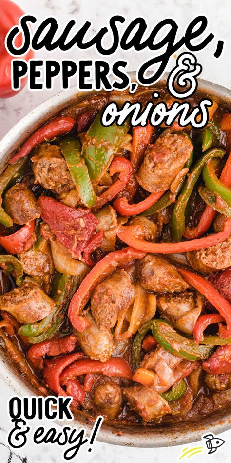 This sausage and peppers recipe is made of savory Italian sausages, juicy peppers, fresh onions, and tomatoes. This one-pot recipe is full of bold flavors. Easy Sausage And Peppers, Homemade Chicken Parmesan, Ready Recipes, Sausage And Peppers Recipe, Sausage Peppers And Onions, Sausage Dishes, American Recipes, Hot Italian Sausage, Creole Recipes