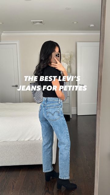 Jean | Extra Petite Blog on Instagram: "The best petite-friendly @Levis jeans are 40% off this week! Comment “links” to get my outfit links DM’d to you, along with my review of the different color / wash options. I especially love how lifting and flattering these are in the rear! #LevisLTKPartner #Levis @shop.LTK #liketkit https://liketk.it/4o4Zr" Levis Petite Jeans, Levis 314 Shaping Straight Outfit, Affordable Fitted Levi's Jeans, Levis Jeans Fit Guide Women, Levis 311 Shaping Jeans, Levis 315 Shaping Bootcut, Extra Petite Blog, Outfit Petite, Extra Petite