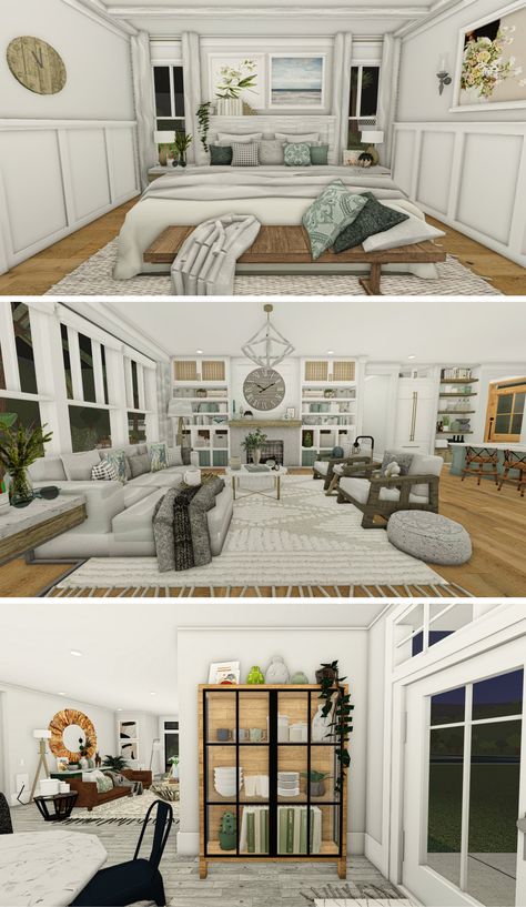 Bloxburg Living Room Inspiration, Bloxburg Family Home Interior, Traditional Bloxburg House Ideas, Bloxburg House Inspo Living Room, Traditional House Living Room, Bloxburg Traditional Bedroom, Bloxburg Inspo Bedroom, 3x3 Bloxburg Office, Bloxburg Traditional House Interior