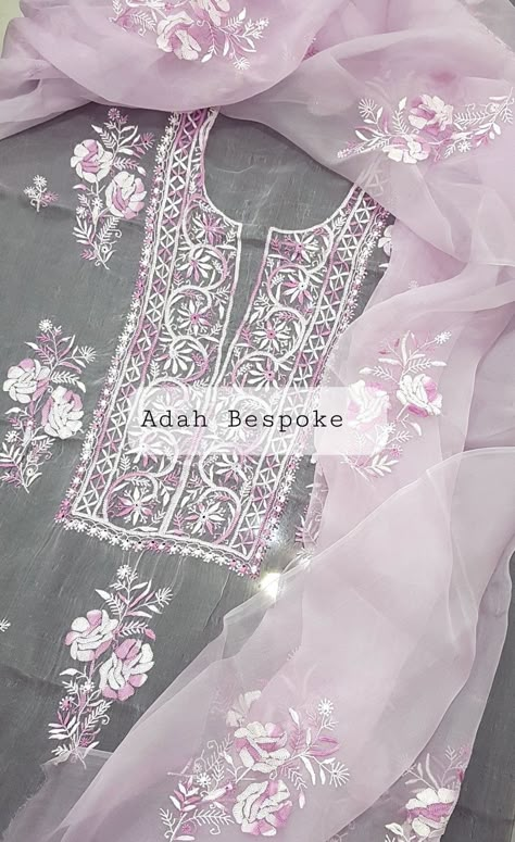 Lukhnowi Suits Design, Chikankari Kurti Set, Lucknowi Embroidery, Cotton Kurties, Chikan Kurti, Lucknowi Kurti, Chikankari Saree, Silk Anarkali Suits, Chikankari Work