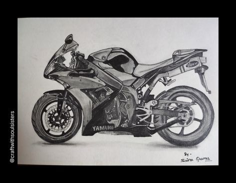 Steps To Draw, Bike Drawing, Bike Sketch, Yamaha Bikes, Realistic Drawing, Yamaha R6, Drawing Videos, Realistic Drawings, A Drawing