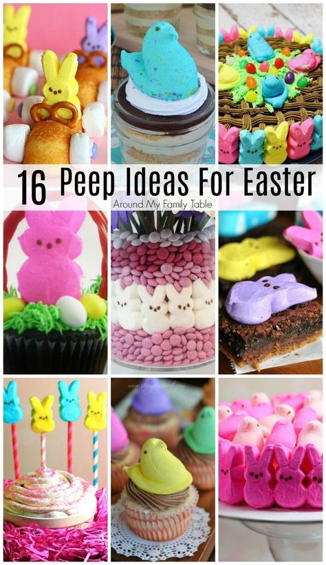 Peeps Treats Ideas, Easter Peeps House, Easter Cupcakes With Peeps, Peeps Cupcake Ideas, Peeps Cake Ideas, Peeps Houses For Easter, Peeps Dessert Ideas, Easter Peeps Ideas, Easter Cupcake Ideas Easy