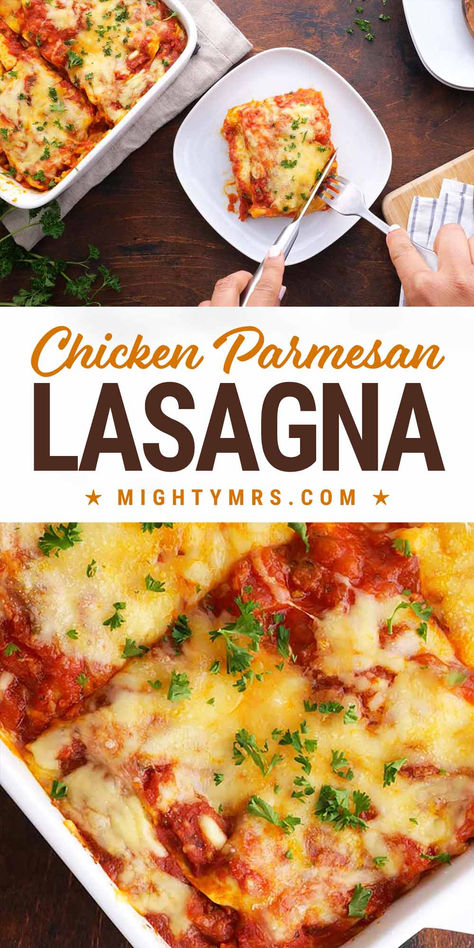 Easy Chicken Parmesan Lasagna Chicken Parm Lasagna Roll Ups, How To Make Chicken Lasagna, Chicken Parmesan Lasagna Recipes, Chicken Parm Lasagna Recipe, Chicken Parm Lasagna, Chicken Parmesan Lasagna, Fusion Foods, Traditional Italian Recipes, Recipes Lasagna