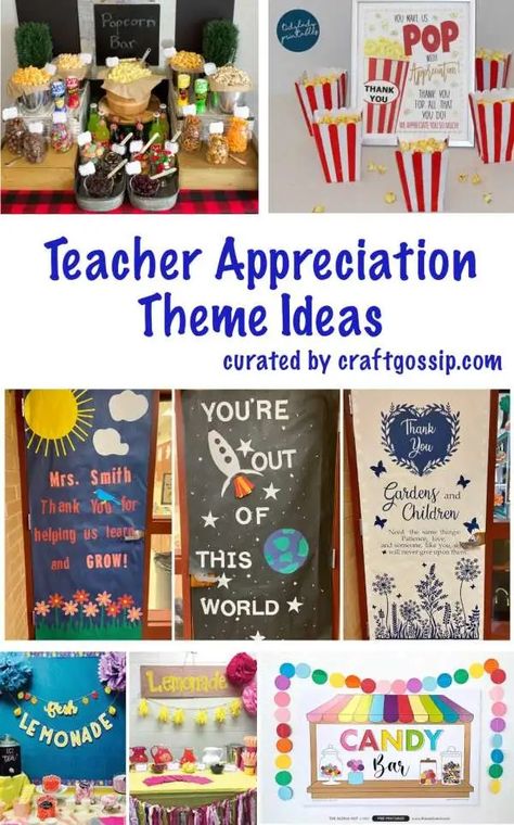 Education Week Ideas Teachers, Party Themes For Teachers, Catholic Schools Week Teacher Appreciation, Teacher Allreciation Week Ideas, Teacher Appreciation For Staff, Teacher Appreciation Week Daily Gifts, April Staff Appreciation Ideas, New Teacher Shower Ideas, February Teacher Appreciation Ideas