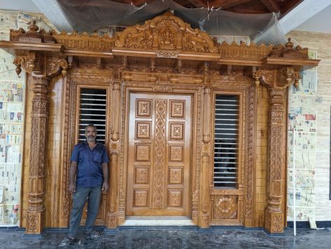 Entrance main door Traditional Main Door Design, Traditional Main Door Design Indian, Door Design Indian, Indian Main Door Designs, Chettinad House, Rahul Dravid, Indian Gold Necklace Designs, House Main Door, Indian Temple Architecture