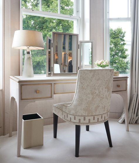 Our Work - Halstock Bedroom Window Dressing, Built In Dressing Table, Katharine Pooley, Sitting Room Design, Dressing Table Design, Beauty Room Decor, House Bedrooms, Luxury Interiors, Dressing Tables